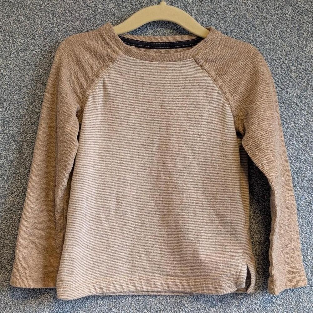 Telluride Clothing Toddler Boy Size 3T Tan Cream Striped Long Sleeve Shirt